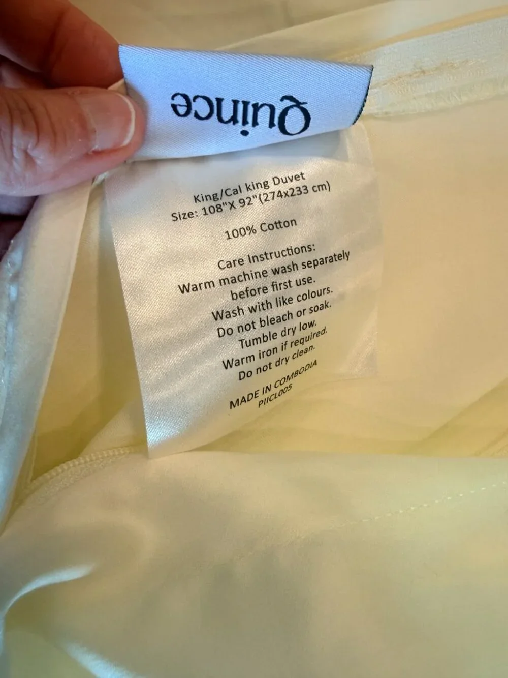 Quince Signature Giza Cotton Sateen Duvet Cover Set – King/Cal King – Ivory